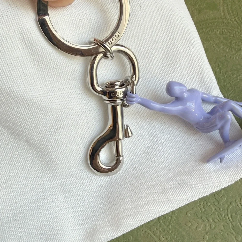 Gucci Purple Surfer Keychain Ceramic‎ Varnish Ottone Silver Hardware 822123